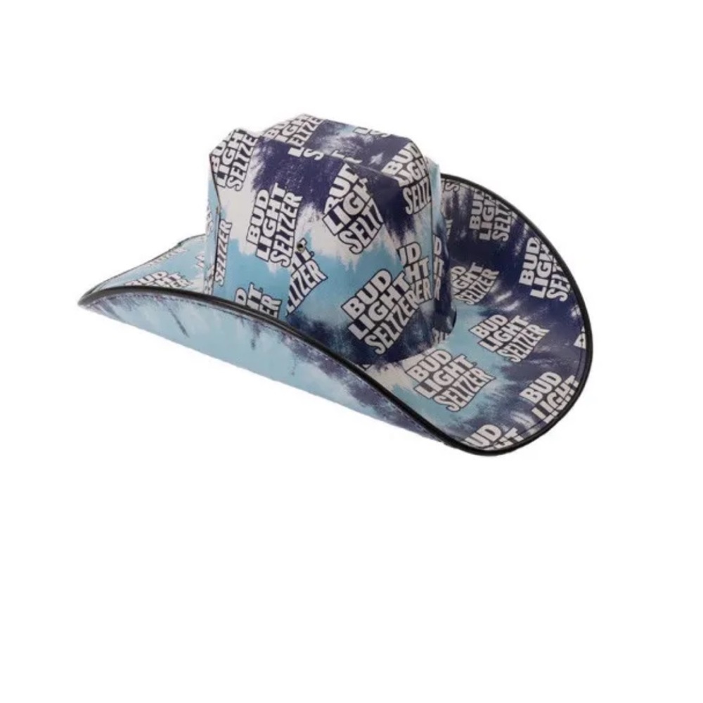 Bud Light Cowboy Cowgirl Hat Beer Box Cardboard Novelty White Blue OSFM